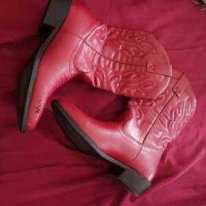 Red Western Style Heeled Boots